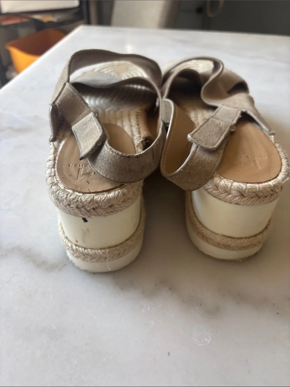Marc Fisher Tan Suede Crisscross Espadrille Slingback Sandals